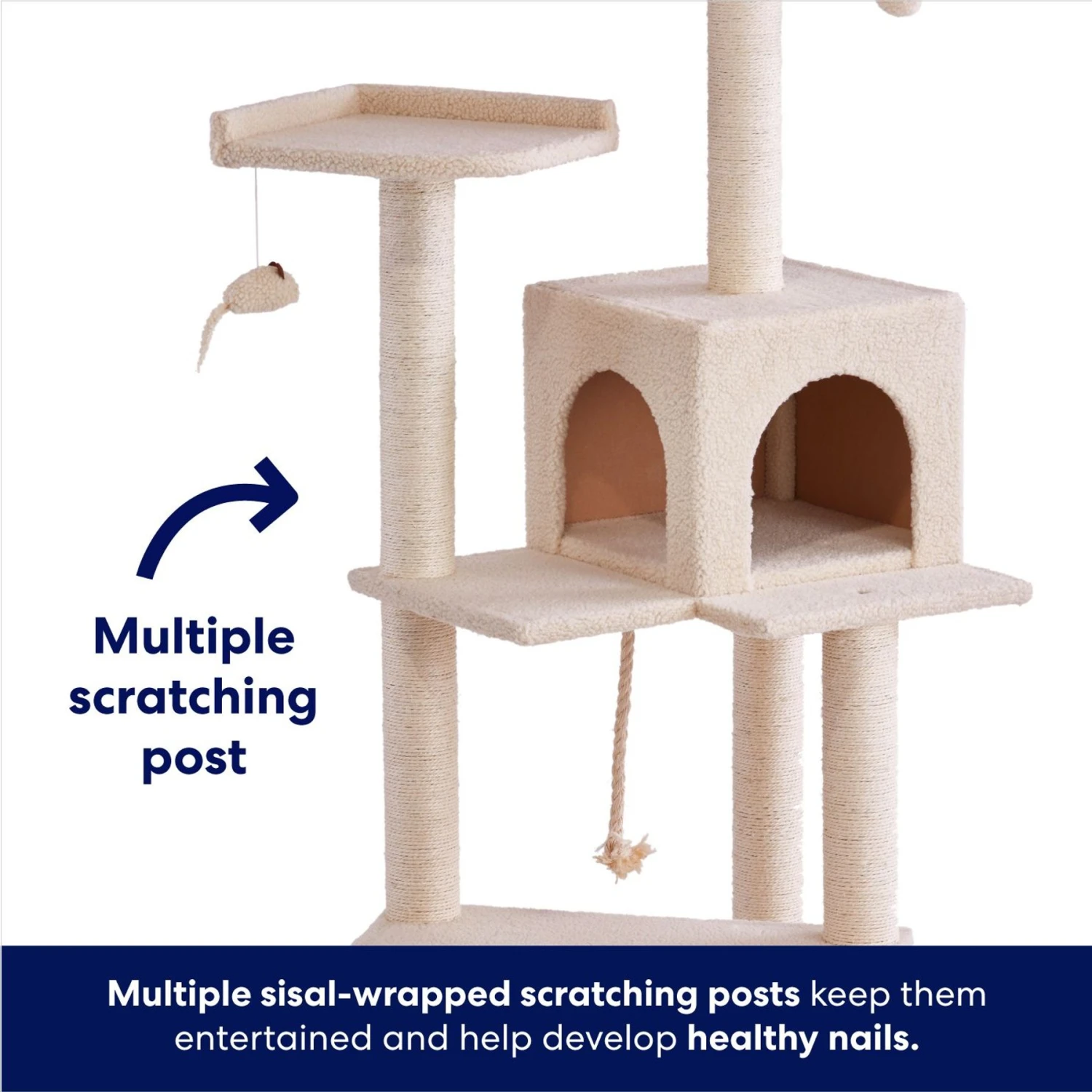 Frisco 57-in Faux Fur Cat Tree & Condo - Image 3