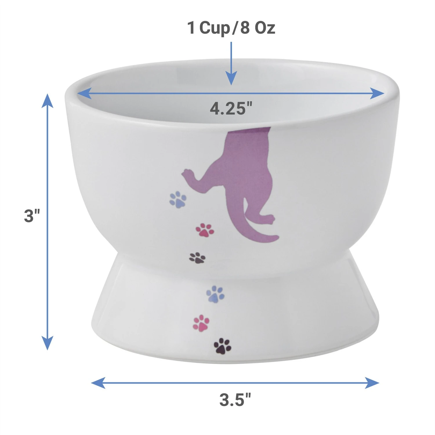 Frisco Cat Print Non-skid Elevated Ceramic Cat Bowl, Short - Image 2