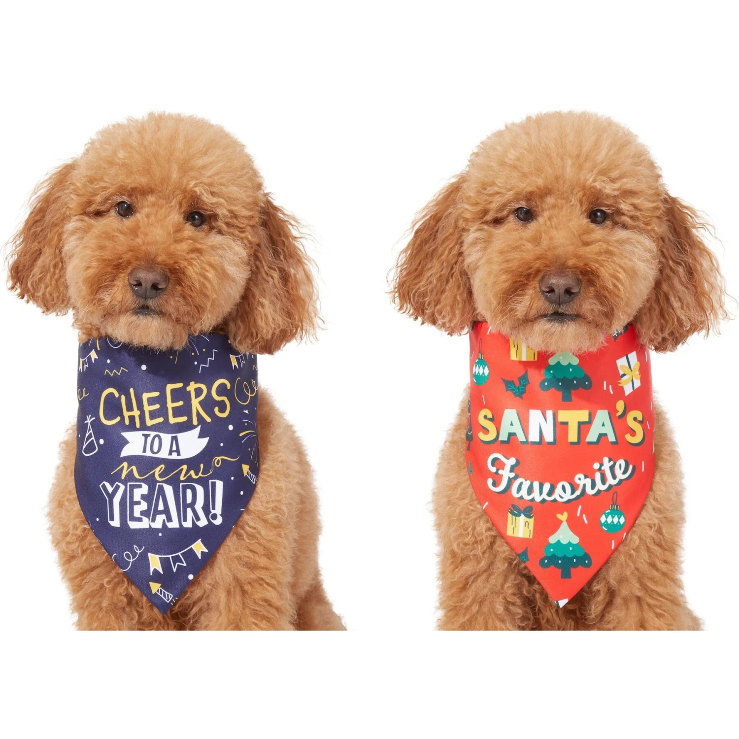 Frisco Santa's Favorite & Cheers To The New Year Dog & Cat Reversible Bandana - Image 3