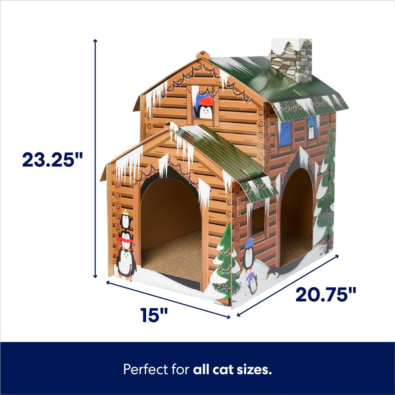 Frisco Holiday Log Cabin Cardboard Cat House - Image 2