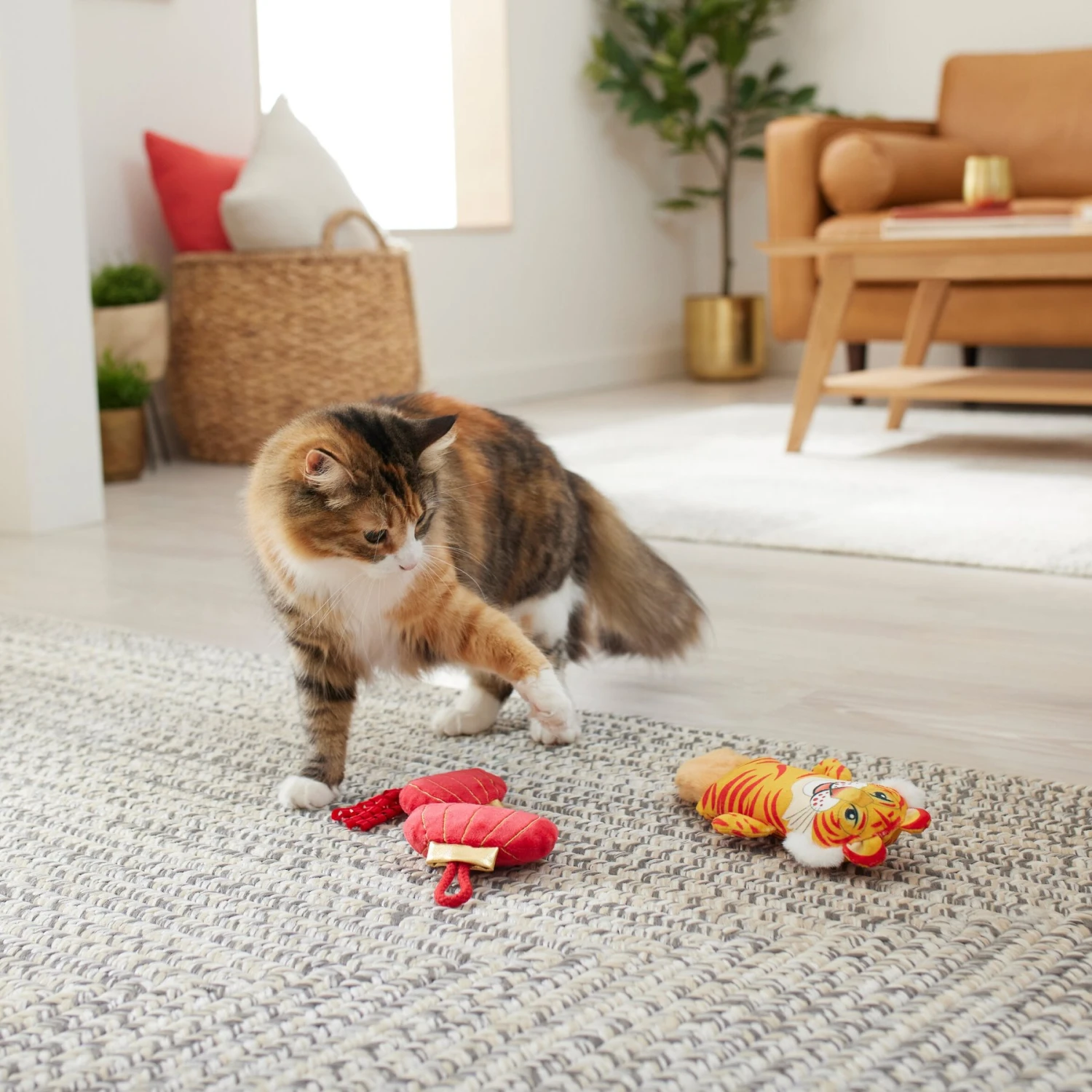 Frisco Lunar New Year Lantern & Tiger Plush Kicker Cat Toy With Catnip - Image 3