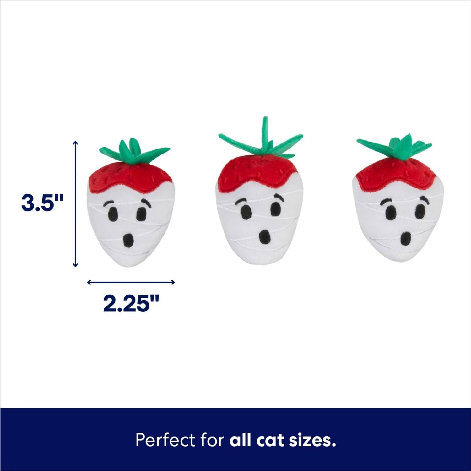 Frisco Halloween Ghost Strawberries Plush Cat Toy With Catnip, 3 Count - Image 2