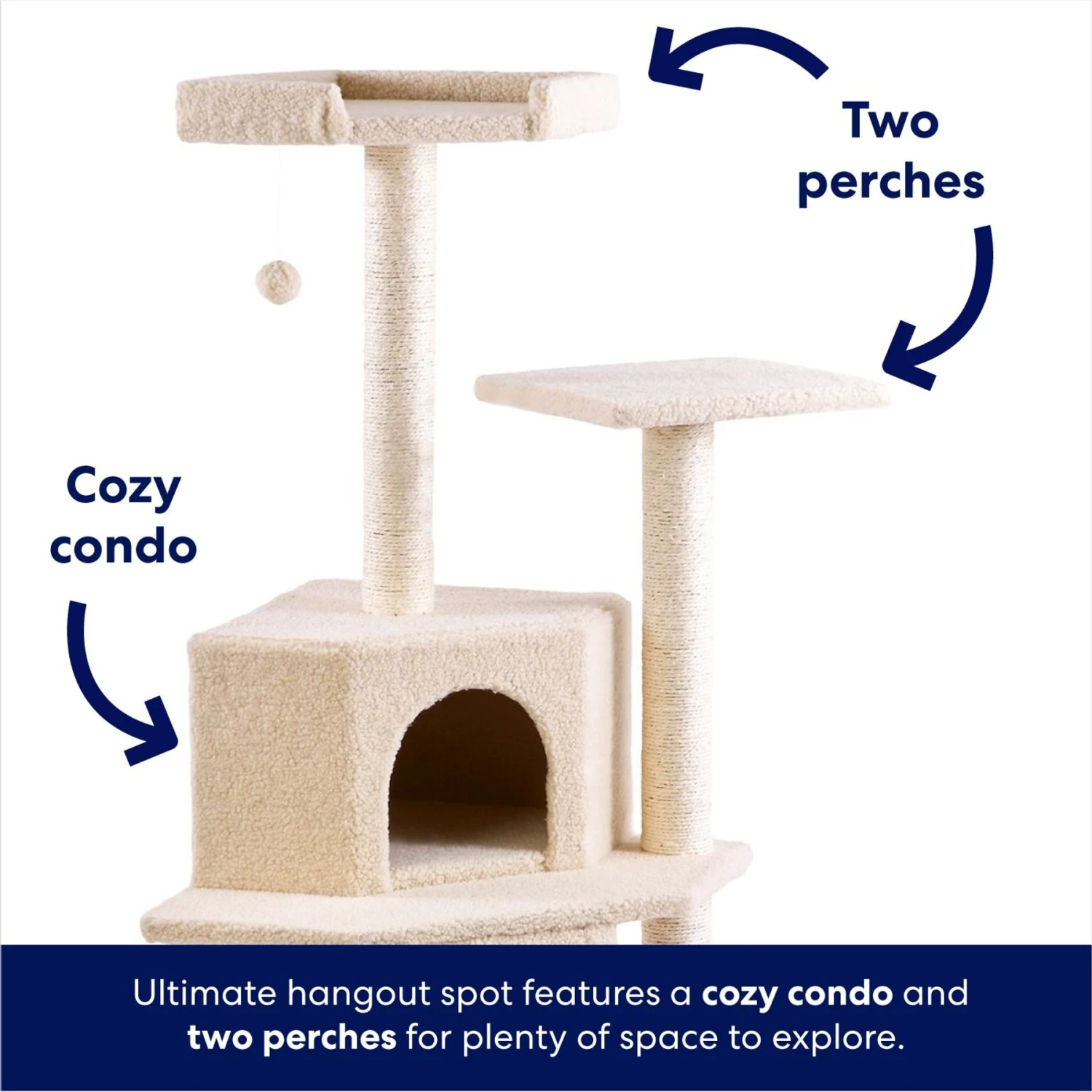 Frisco 52-in Faux Fur Cat Tree & Condo - Image 4